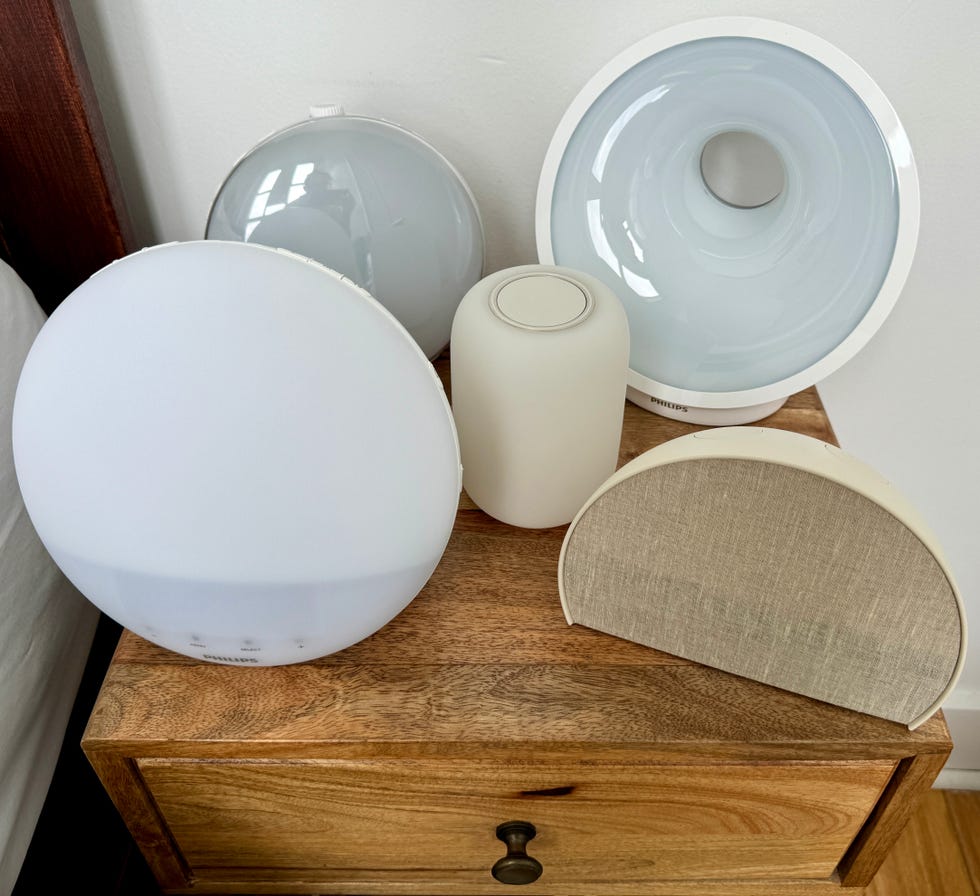 a group of white objects on a wooden surface