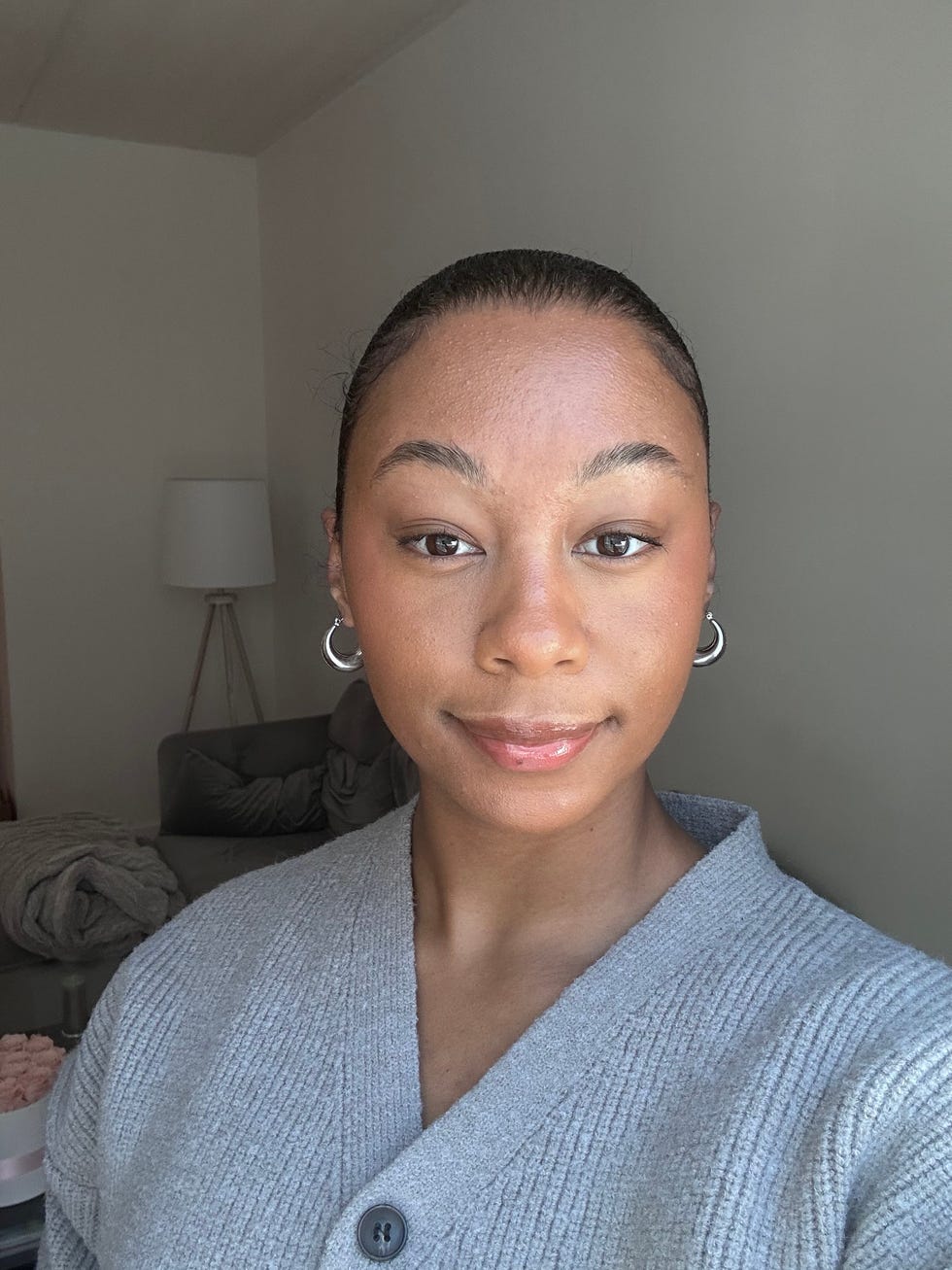 staff writer cameron jenkins wearing elf halo glow liquid filter in shade 6