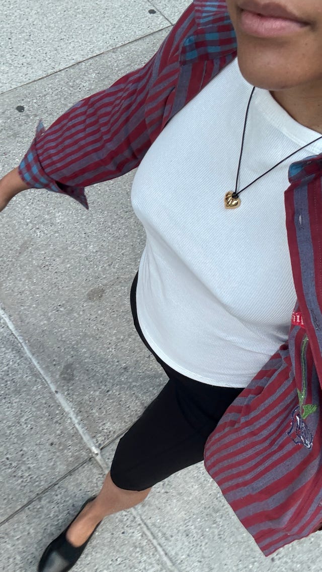michella ore wearing the gap modern apron neck tank top