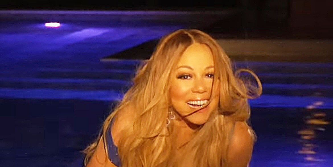 Mariah Carey Upskirt - Mariah Carey Is All Legs In A Blue Swimsuit, Butterfly Heels On IG