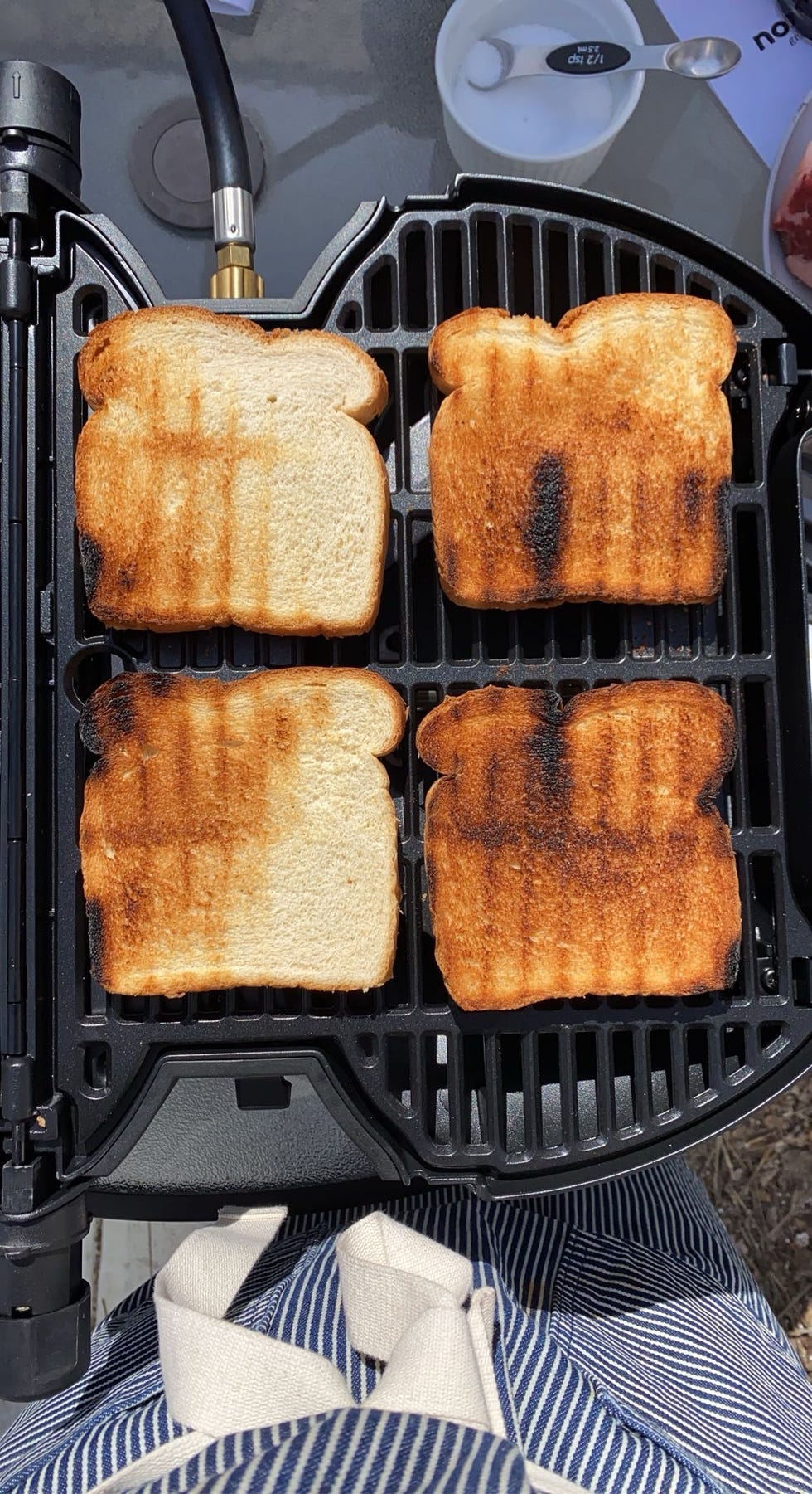 toast on a grill