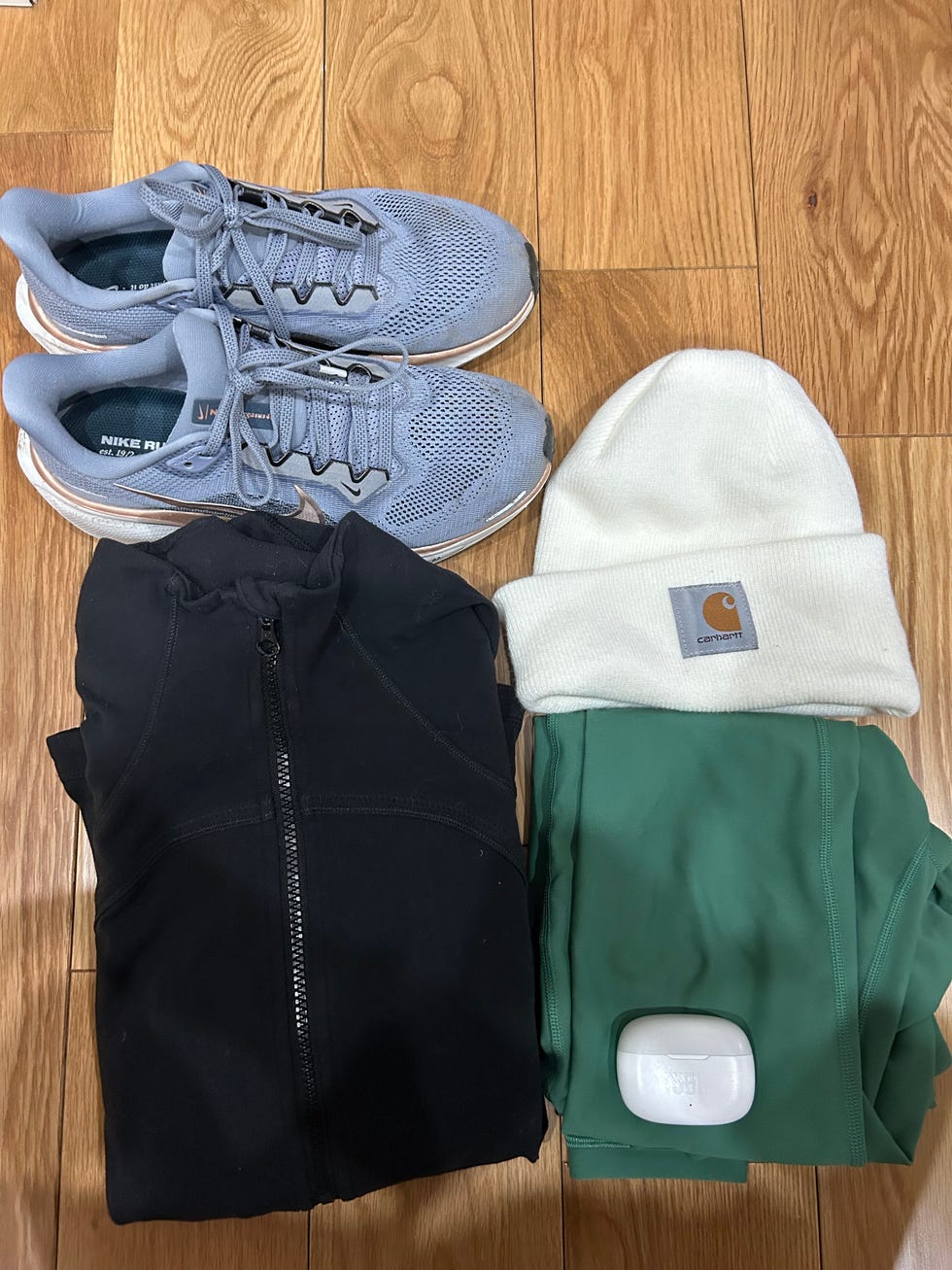 ava's winter ready morning walking gear—laid out the night before to make getting out the door even easier.