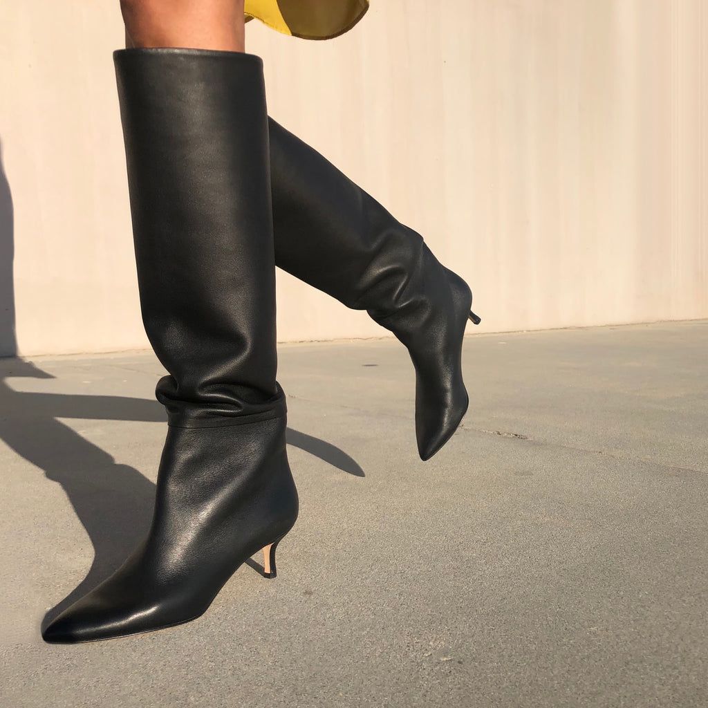 Rica - Low Heel Stretch Knee-High Boots – RolisaStyle