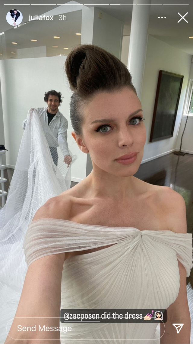 Julia Fox Is an Ethereal Bride in an Off the Shoulder Wedding Dress