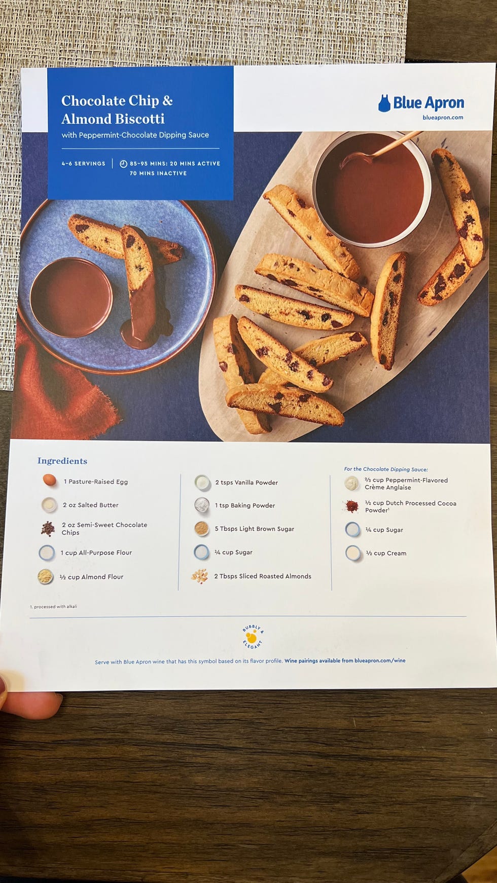 blue apron recipe card
