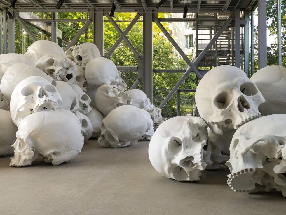 a group of white skulls