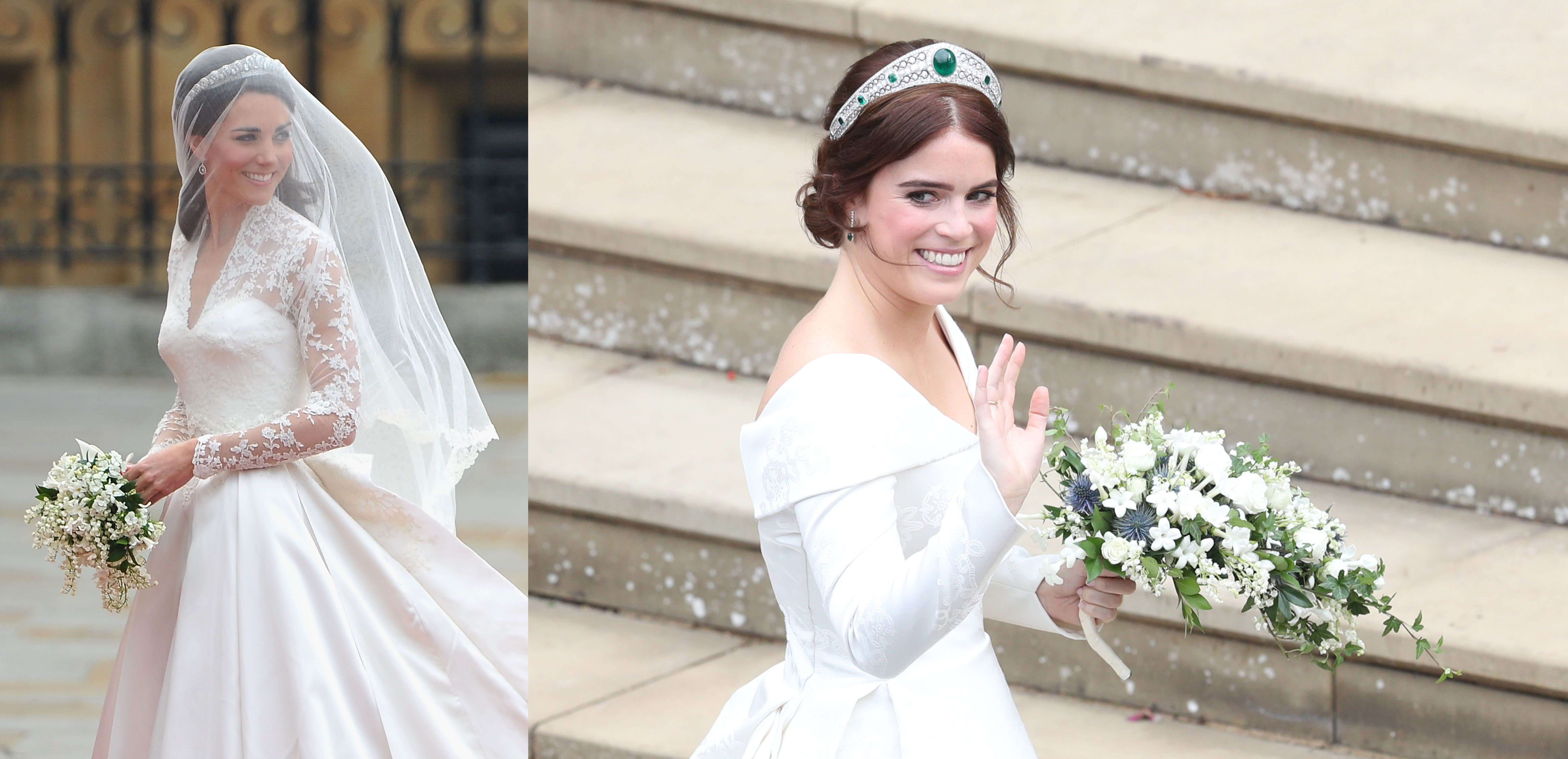 Kate Middleton Timeless V-neck Lace Long Train Royal Wedding Dress