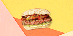 Food, Dish, Hamburger, Cuisine, Veggie burger, Sandwich, Fast food, Buffalo burger, Ingredient, Bacon sandwich, 