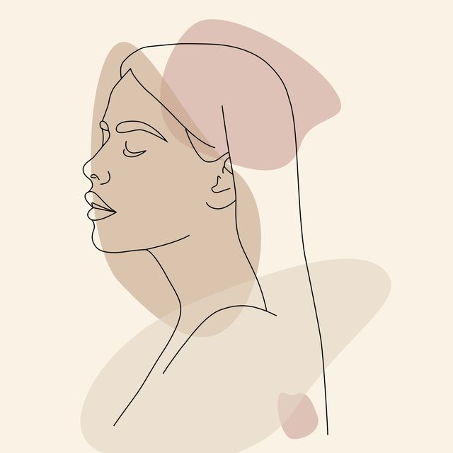 in a minimalistic fashion style with a portrait of a female face