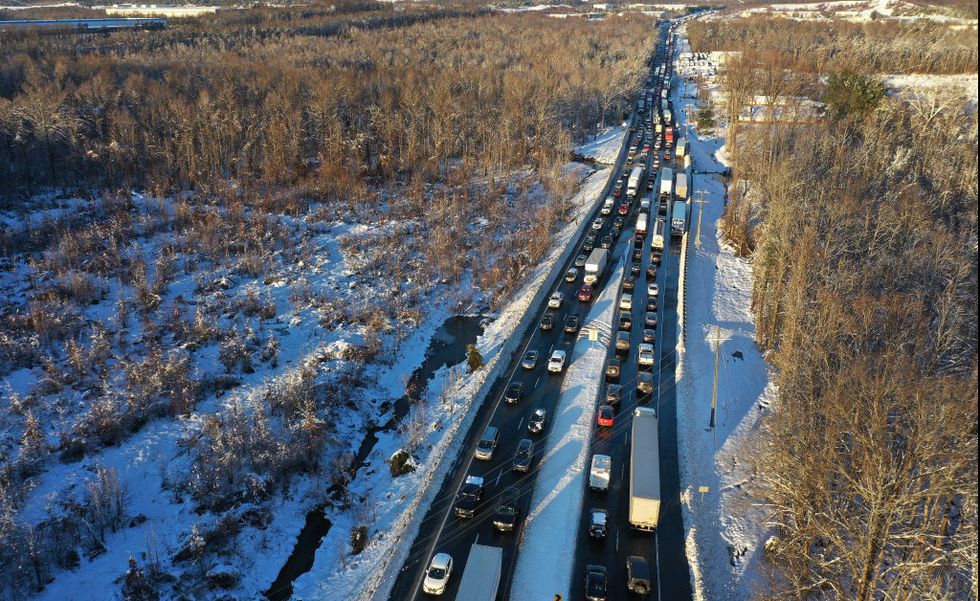 cars backed up on i 95 in virginia overnight after major snowstorm