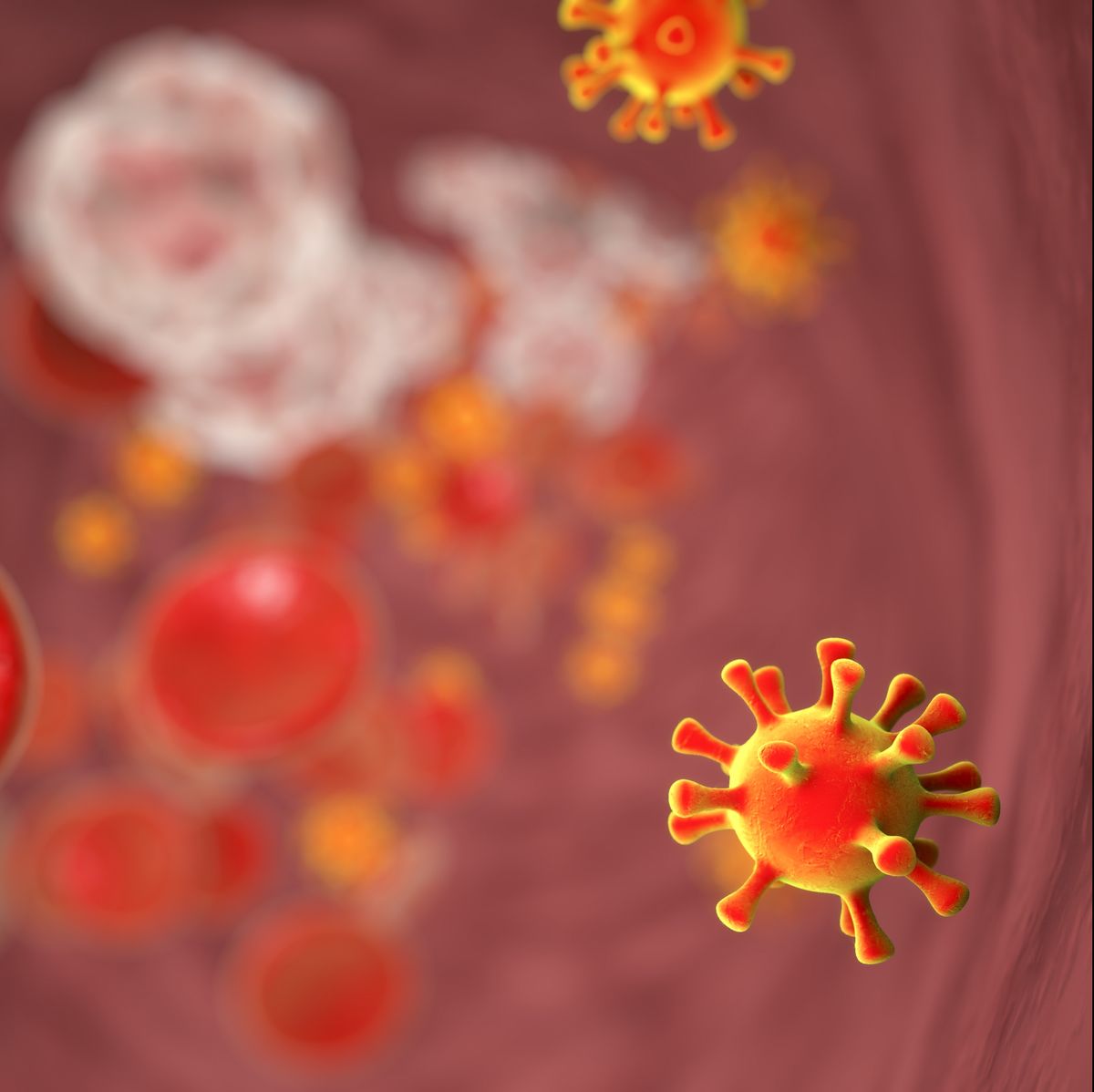 HIV in blood, illustration