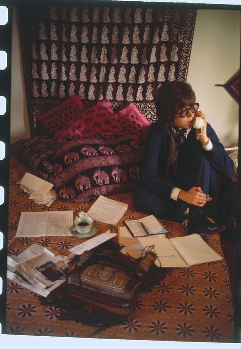 Jane Fonda Talking on Phone in Her Bedroom