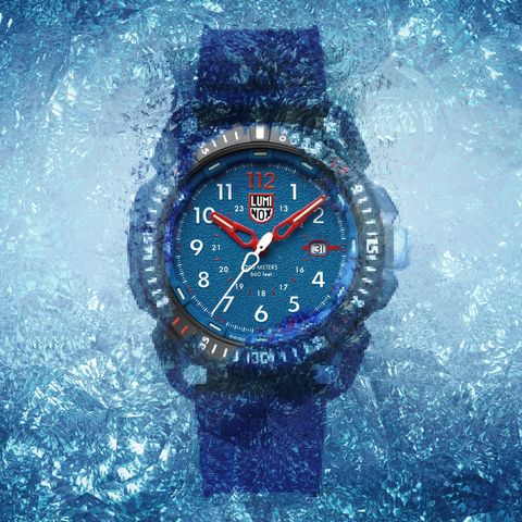 Watch, Analog watch, Blue, Watch accessory, Sky, Fashion accessory, Water, Electric blue, Material property, Font, 