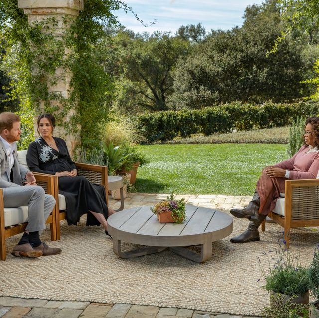 prince harry and meghan markle's interview with oprah winfrey, which was filmed at gayle king's house
