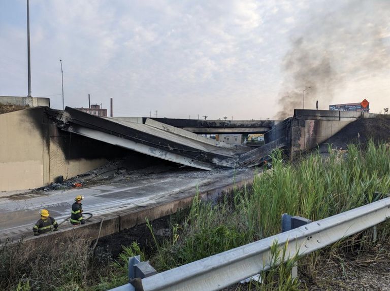 section of i 95 in philadelphia collapses after tanker fire