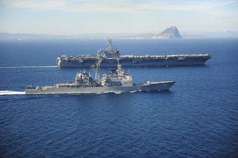 carrier uss theodore roosevelt conducts operations in strait of gibraltar