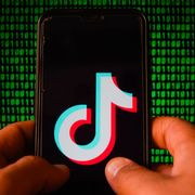 in this photo illustration a tiktok logo is seen displayed