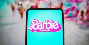 in this photo illustration, the barbie the movie logo seen