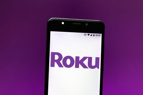 In this photo illustration the Roku Streaming Player logo is...