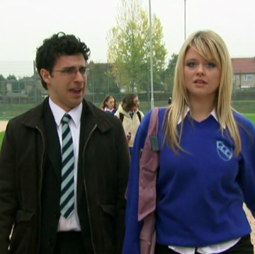 simon bird as will mckenzie and emily atack as charlotte hinchcliffe in the inbetweeners