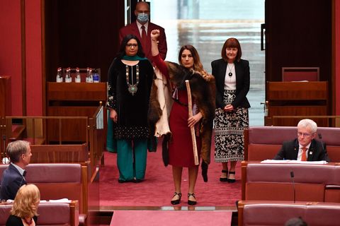 incoming senator lidia thorpe is sworn in at the senate