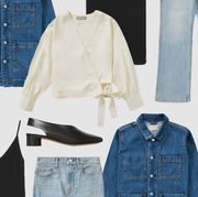 everlane shirt, shoes, dress, and jeans marked down in everlane's summer sale