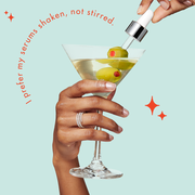 Drink, Cocktail garnish, Hand, Distilled beverage, Liqueur, Cocktail, Finger, Gesture, Non-alcoholic beverage, Martini, 