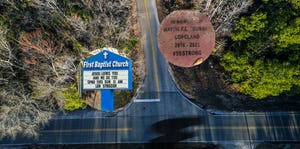 a sign on a road