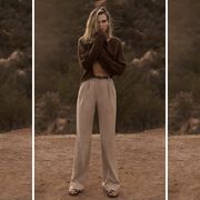 a model wears the favorite daughter favorite pant with a trouser to illustrate a favorite pant review 2022