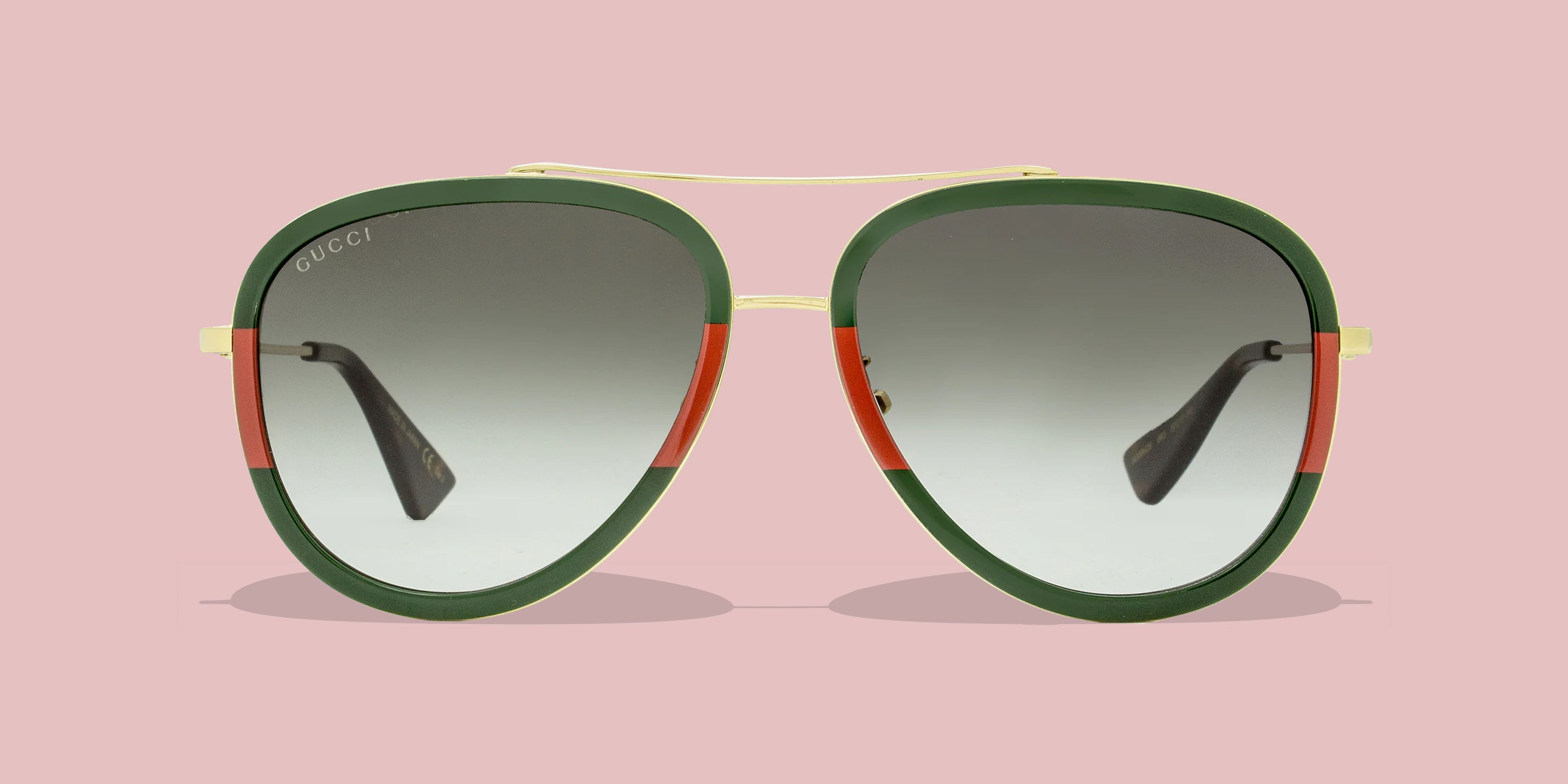Gucci Women's Green/Red Aviator sunglasses - Accessories