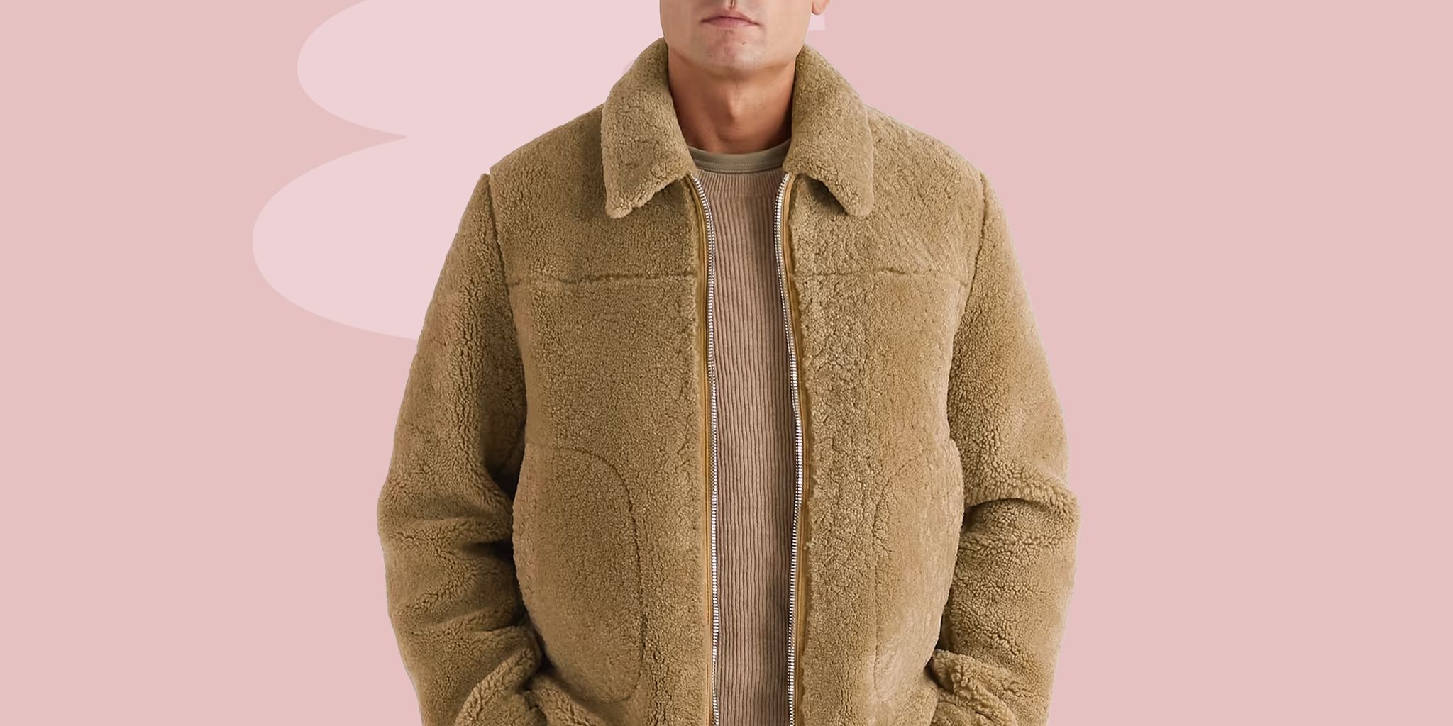 Beige High-pile fleece hooded down coat
