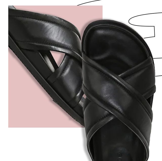 Black Leather Adjustable Gucci Design Men Slippers