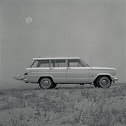 united states   june 23  1965 jeep wagoneer v 8 road and track testing for motor trend magazine's september 1965 issue kaiser's split personality makes it the nation's most versatile when dirt roads end, the car's 250 hp v 8 and 4wd can hustle it over trackless desert high engine placement gives good ground clearance, and wagoneer could scramble up any ravine we tried in amazing comfort  photo by darryl norenbergthe enthusiast network via getty imagesgetty images