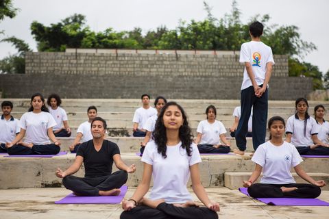 Physical fitness, Yoga, Sitting, Student, Event, Temple, Meditation, 