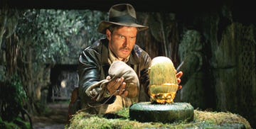 los angeles   june 12 the movie indiana jones and the raiders of the lost ark , aka raiders of the lost ark, directed by steven spielberg  seen here, harrison ford as indiana jones  initial theatrical release june 12, 1981  screen capture a paramount picture photo by cbs via getty images  in indiana jones movies in order