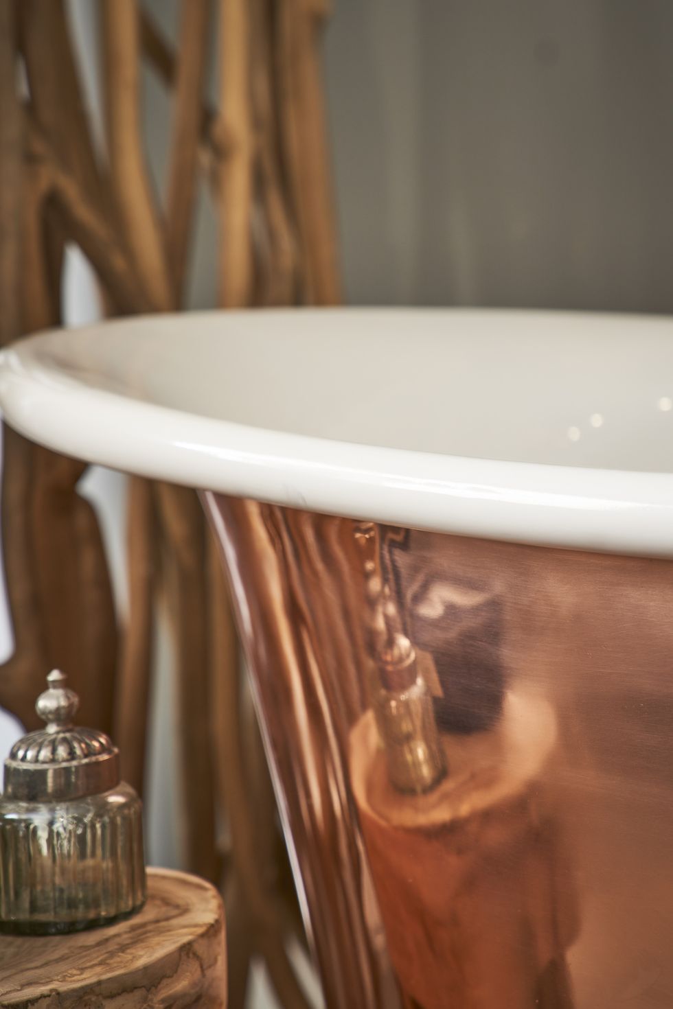 indigenous copper  white bath tub