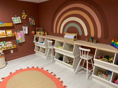 toy organization tips  playroom set up with individual open toy containers