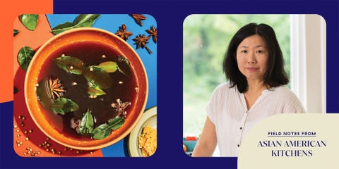 side by side photo of food and author