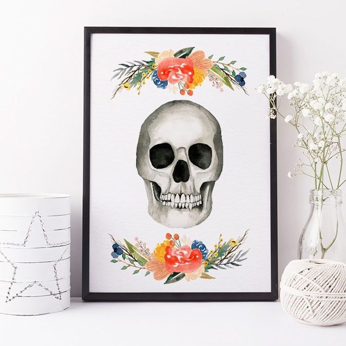 indoor halloween decorations skull print