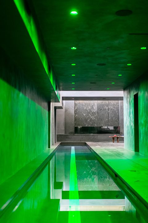 indoor swimming pool with mood lighting