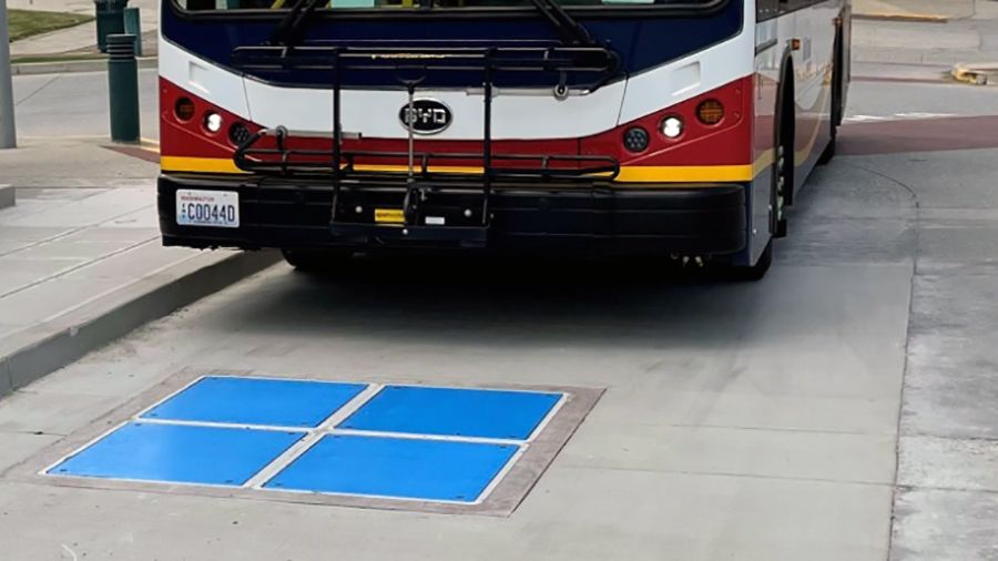 a bus parked in a parking lot