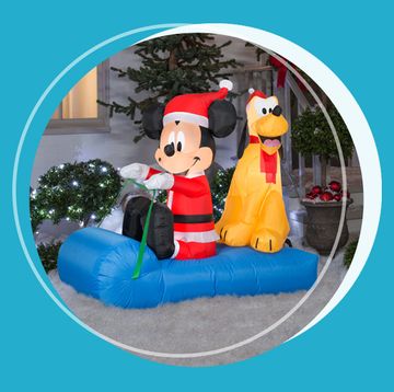 mickey and pluto on sled airblown inflatable