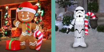 gingerbread man, star wars storm trooper, inflatable christmas decor