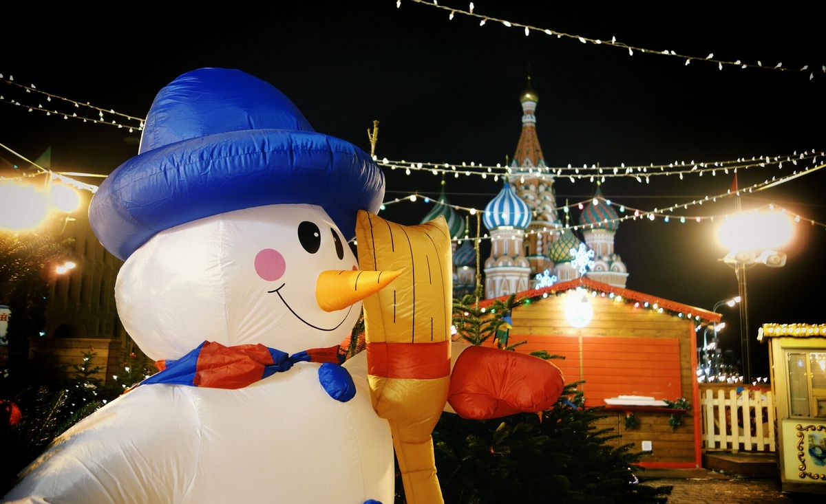 Inflatable Snowman At Red Square During Christmas