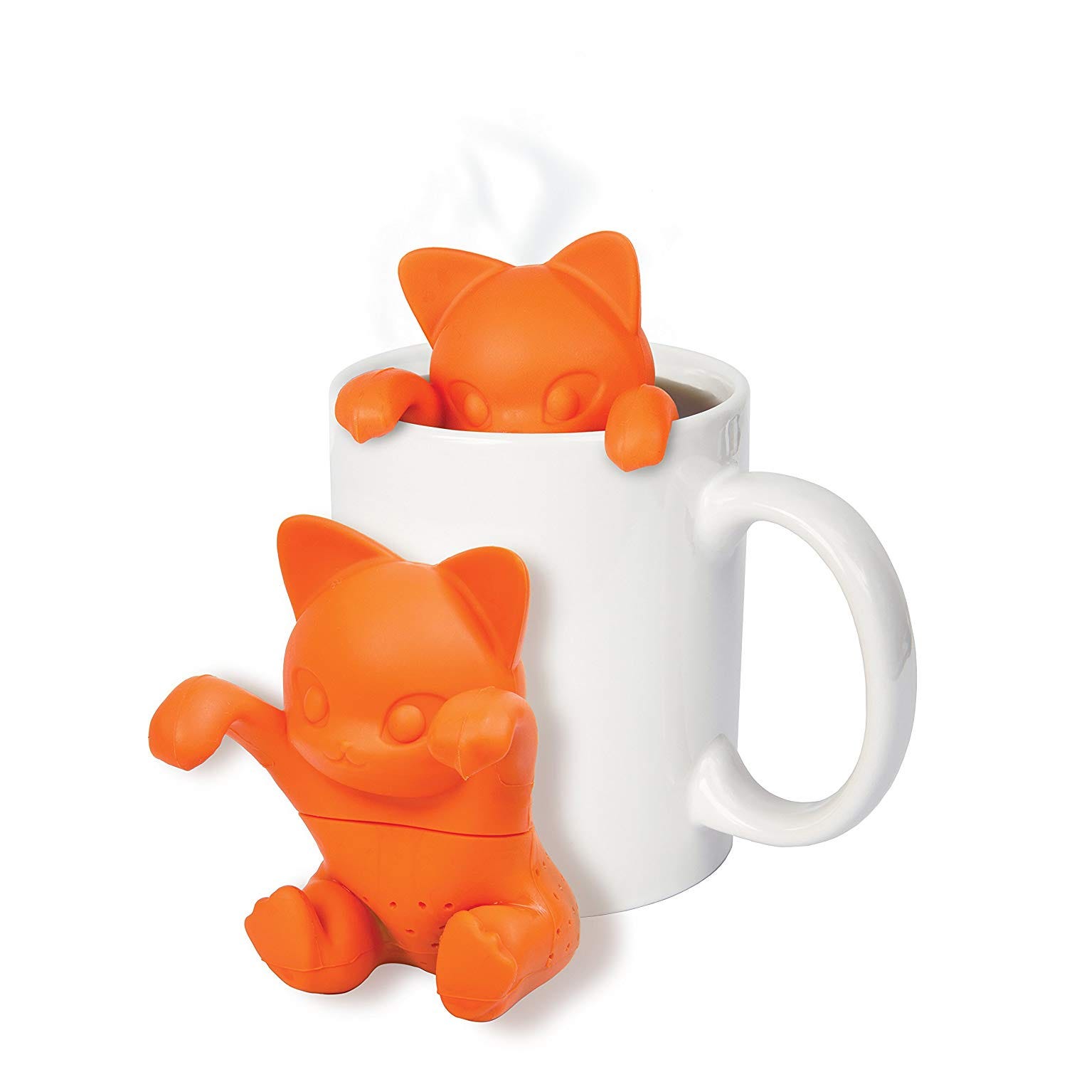Infusor de té con forma de gato naranja
