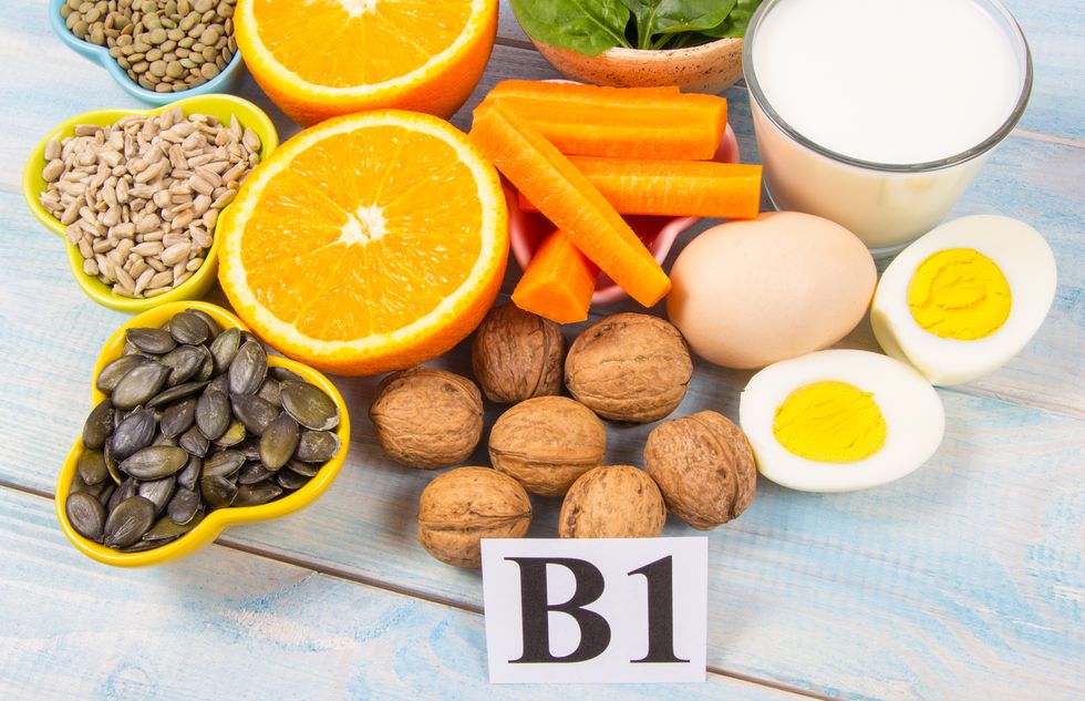 ingredients containing vitamins b1 thiamine healthy eating concept