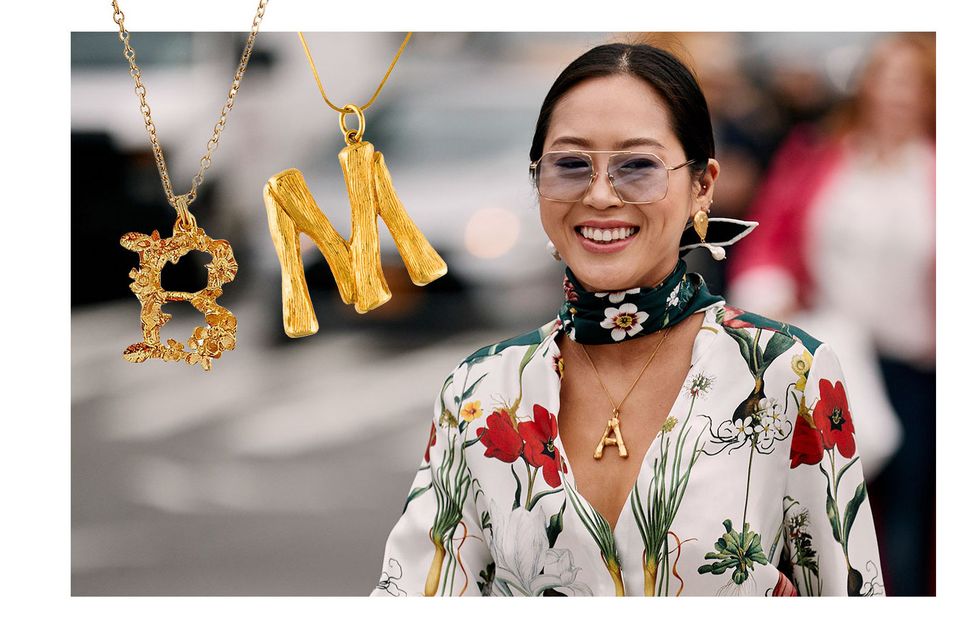 Street style celine initial necklace