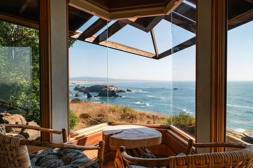 Cozy interior space with panoramic ocean view