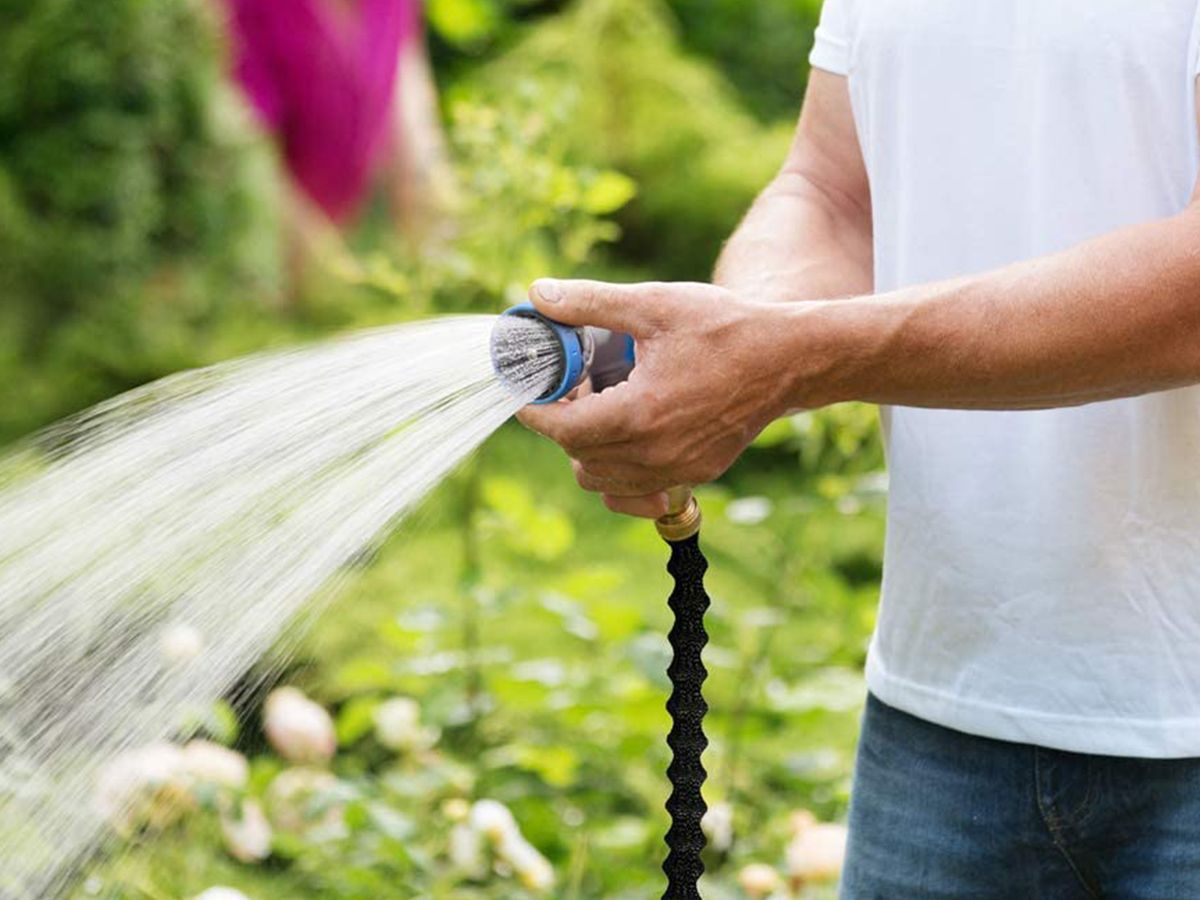 This Water Hose Nozzle Sprayer Comes With 10 Different Spray Patterns and a  No-Squeeze Design