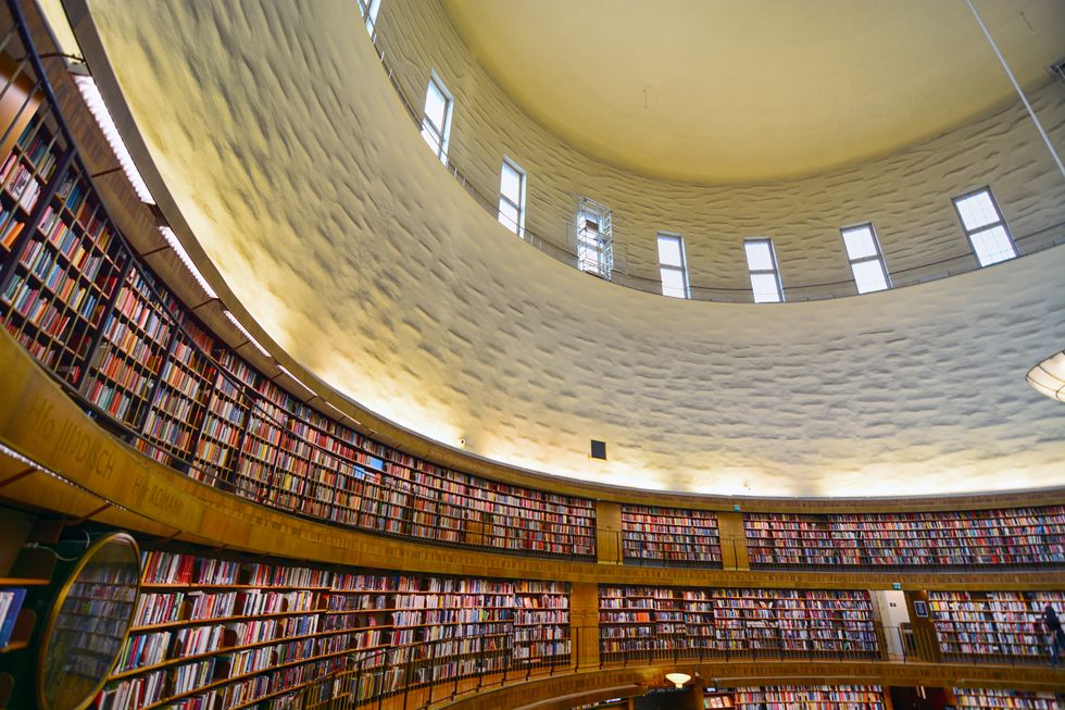 inside of rotunda stockholm's public library